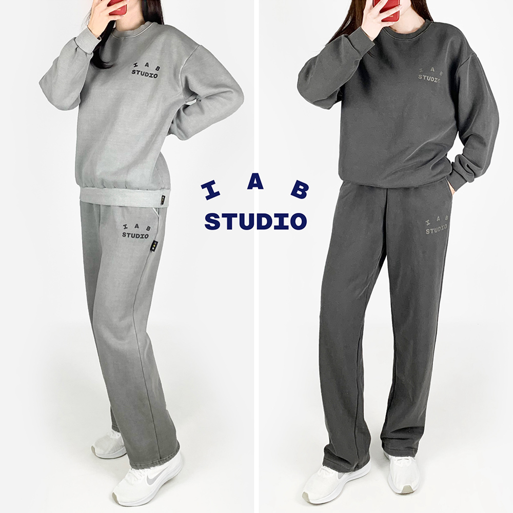 아이앱 피그먼트 기모 맨투맨 세트 / 남여