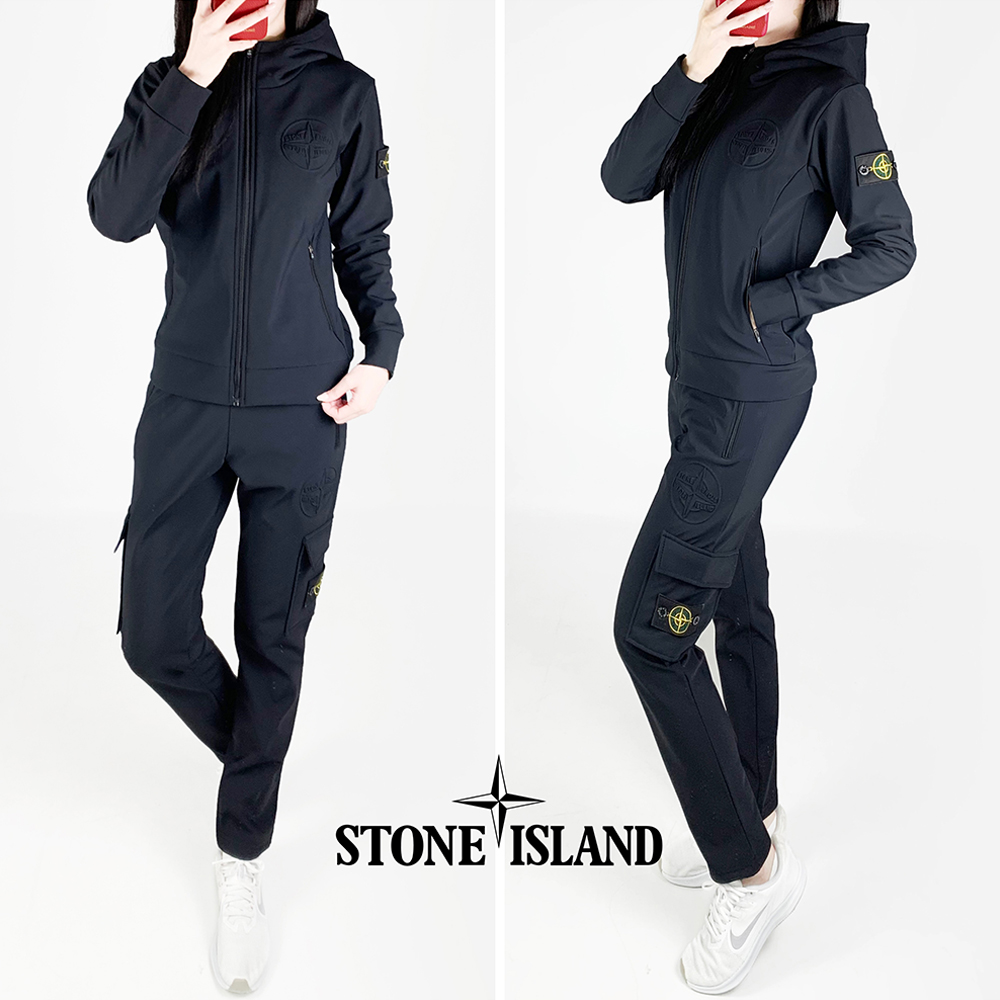 스톤 엠보 벤츄리 기모 후드 집업 세트 / 남여