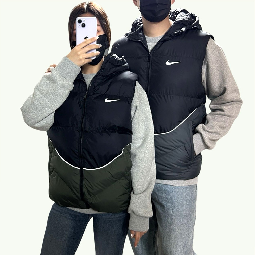 나이키 배색 패딩 조끼