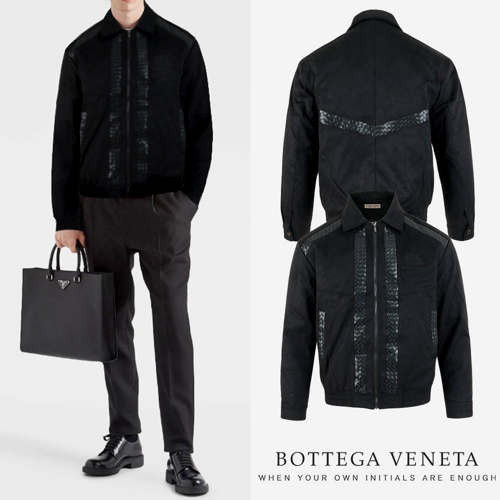 보테가 레더 레이어드 스웨이드 블루종