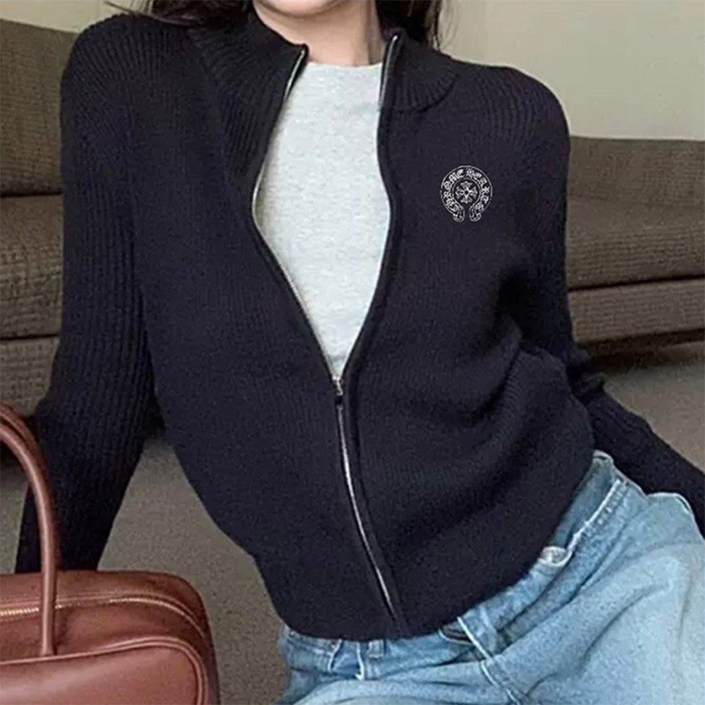 CH 자수 집업 니트 (CR846)