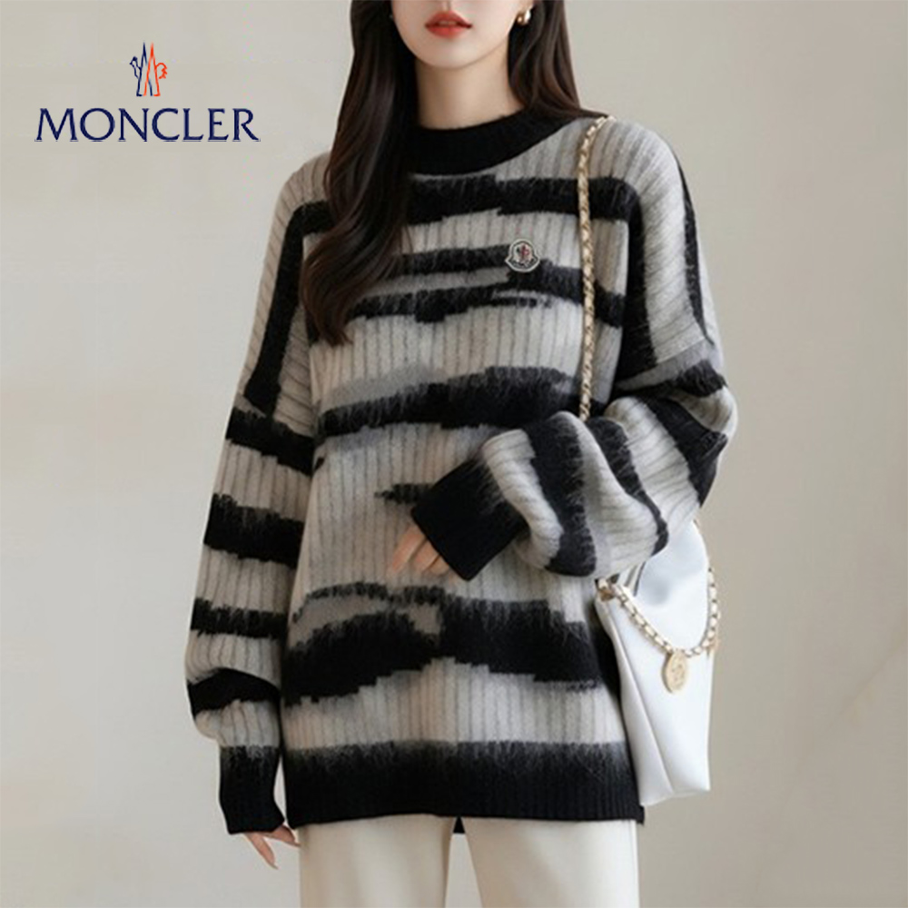 MC 지브라 오버핏 짜임 니트 (7096)