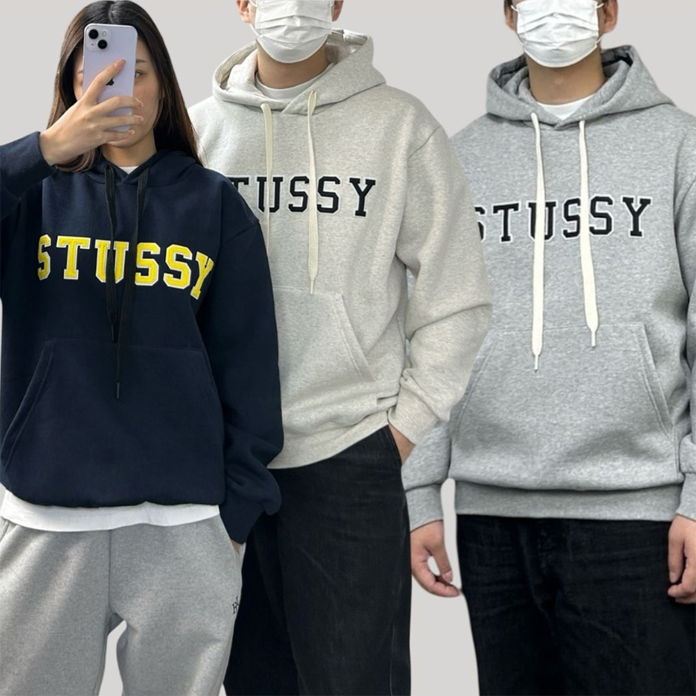 스투시 레터링 패치 기모 후드