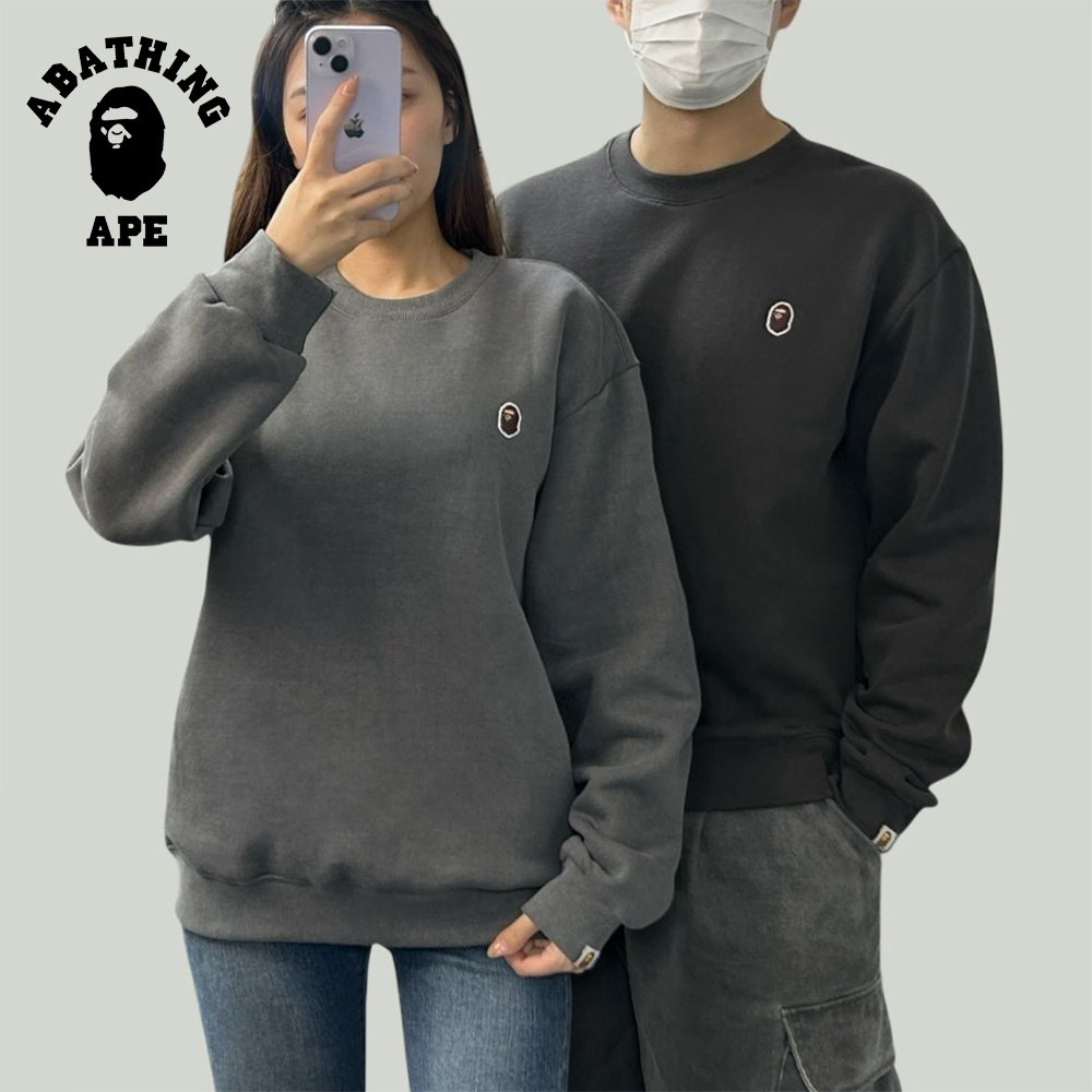 베이프 베이직 피그먼트 기모 맨투맨