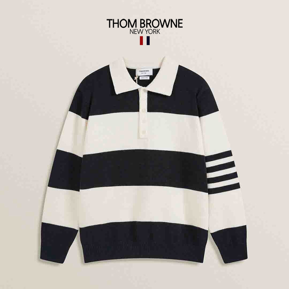TB 럭비 스트라이프 폴로 니트