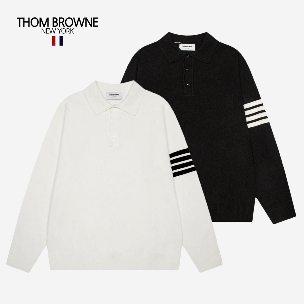 TB 사선 울 카라 니트