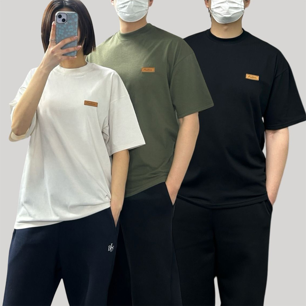 MB 가죽패치 매장판 라운드 반팔티