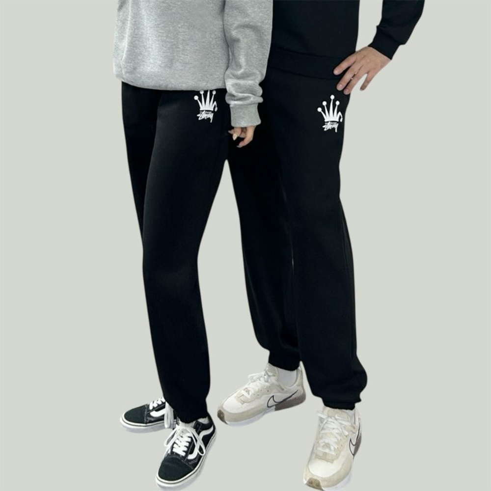 스투시 크라운 기모 건빵 조거팬츠