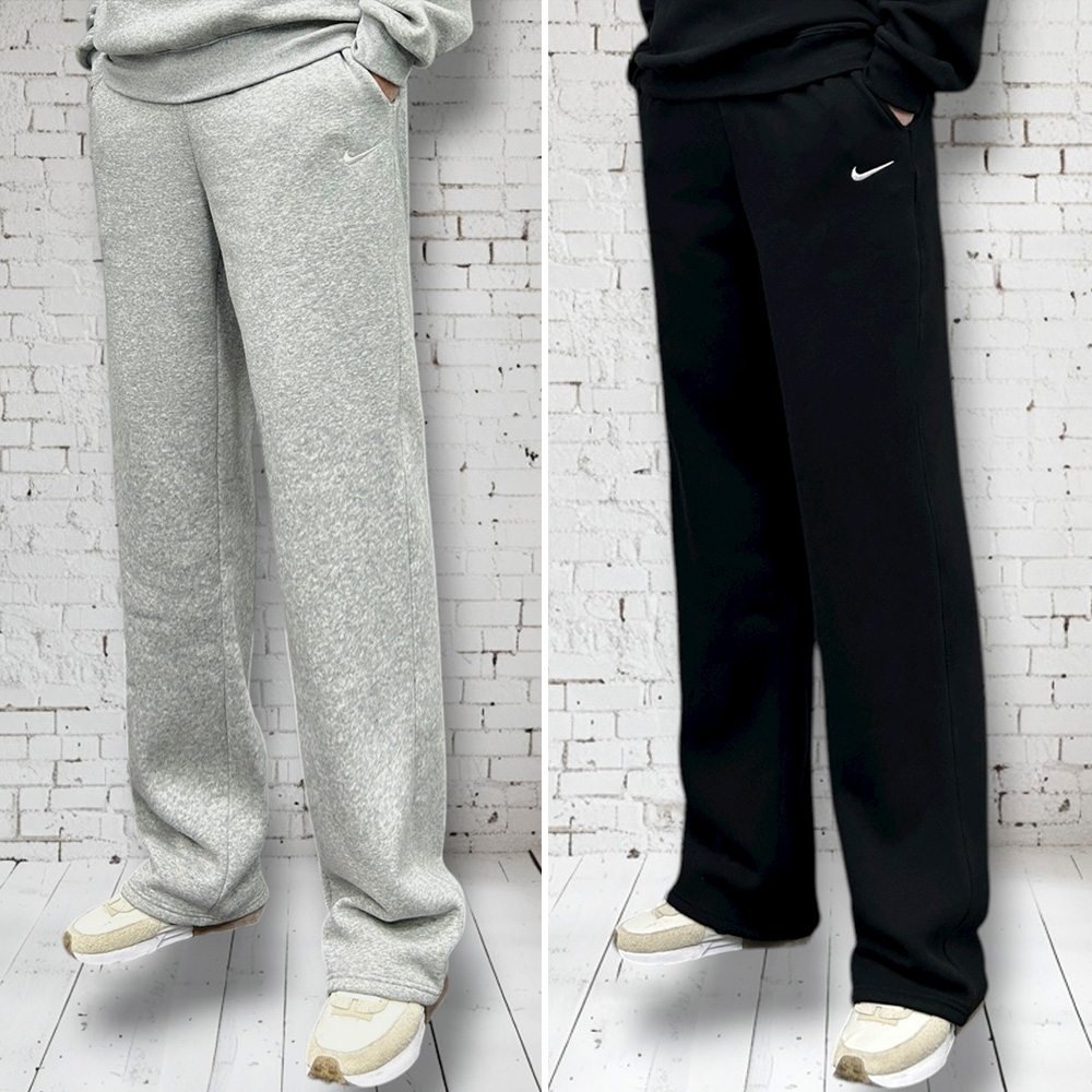 나이키 자수 로고 기모 와이드 일자핏 팬츠