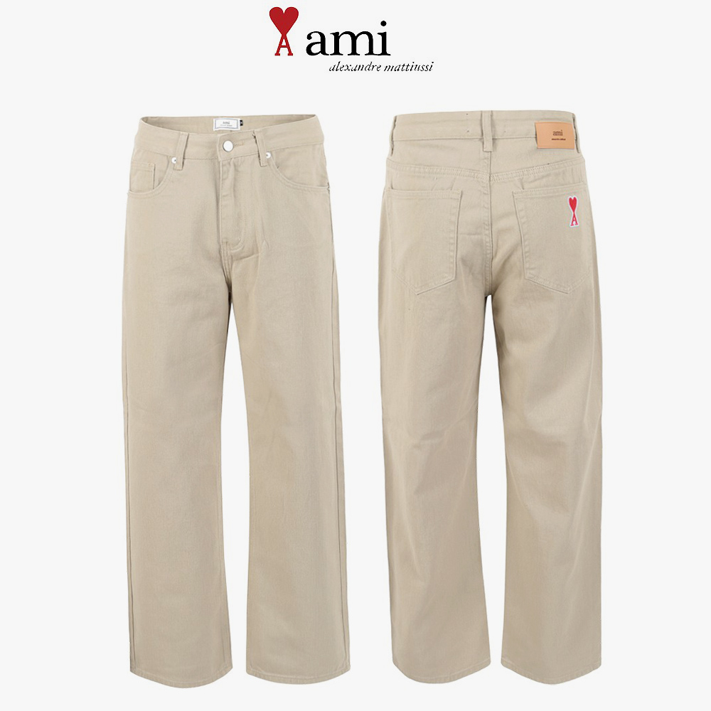 AM 베이지 와이드 데님 팬츠