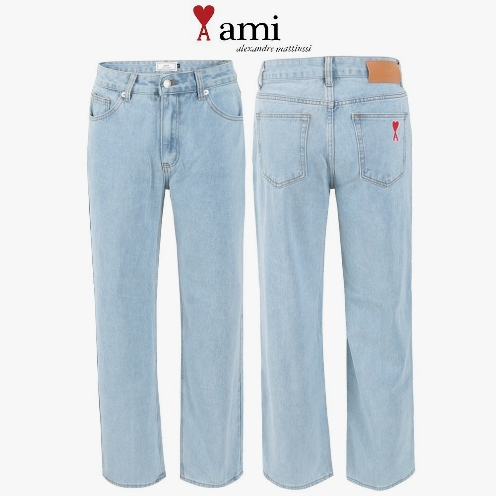 AM 스카이블루 와이드 데님 팬츠