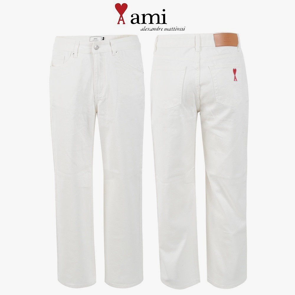 AM  화이트 와이드 데님 팬츠