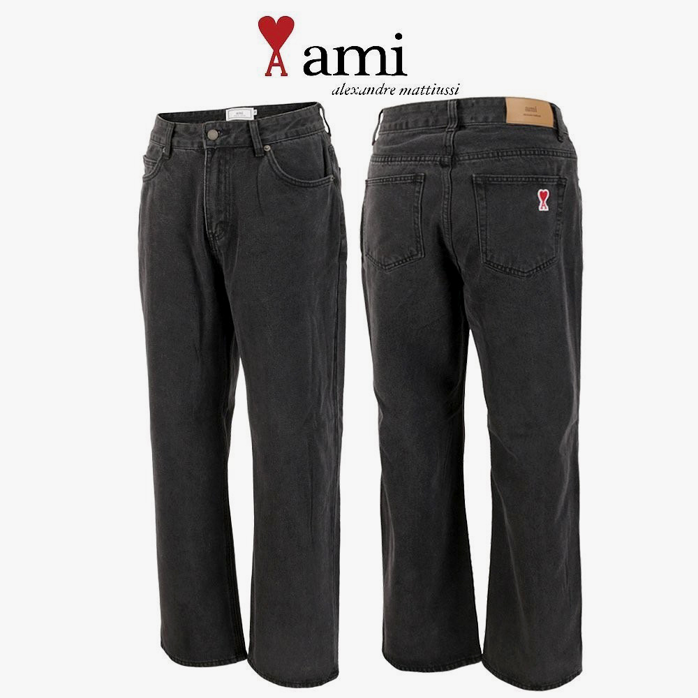 AM 블랙 와이드 데님 팬츠